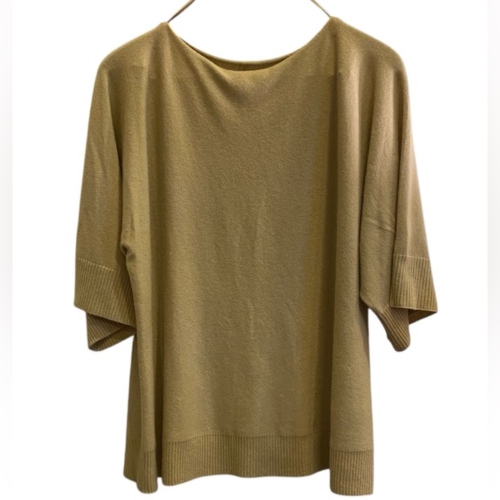 Lafayette 148 New York Women’s Lagenlook Minimalist Tan 100% Cashmere Sweater S